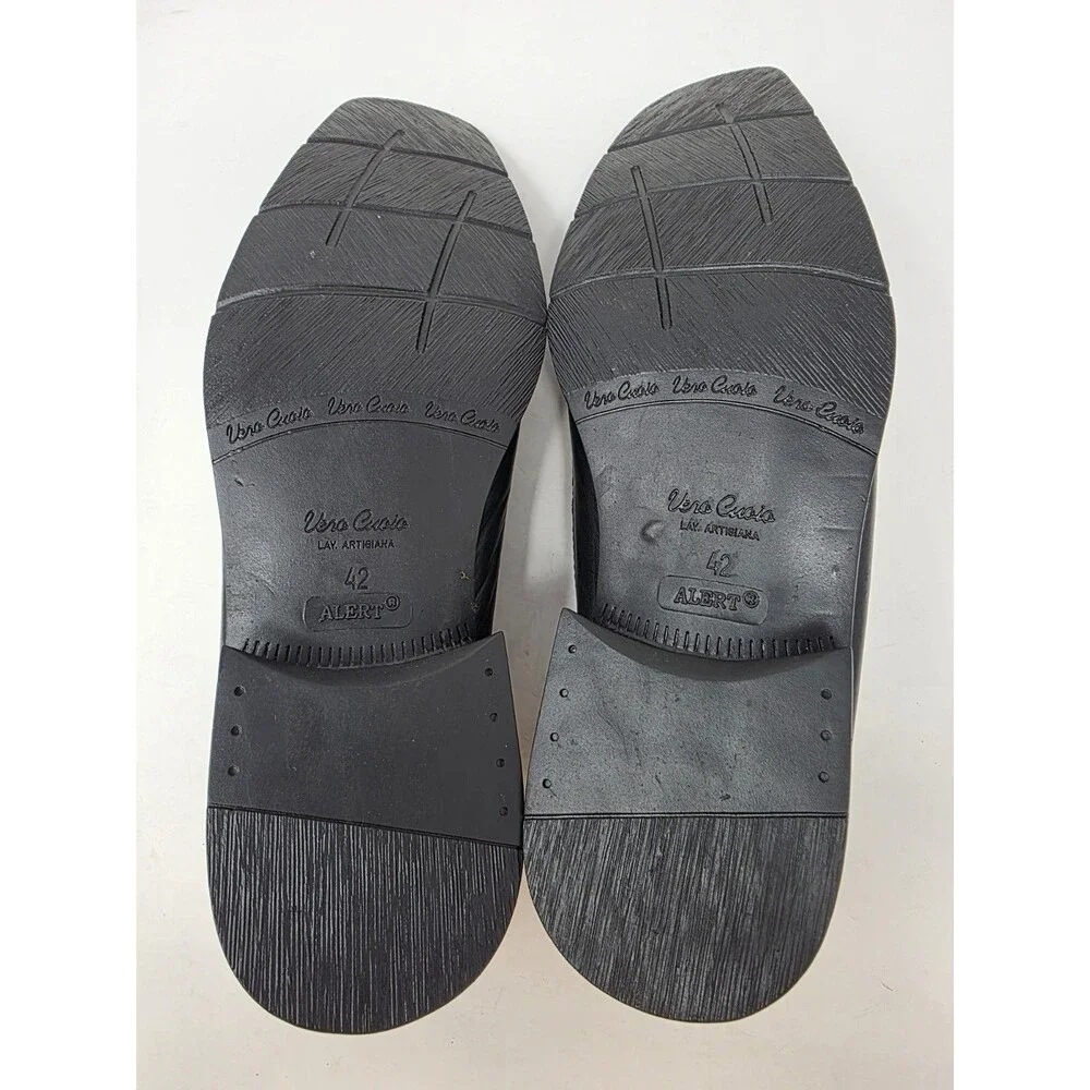 Vero Cuoio Lav. Artigiana Men's Leather Slip-On Shoes Sz 8.5 EU 42 Black